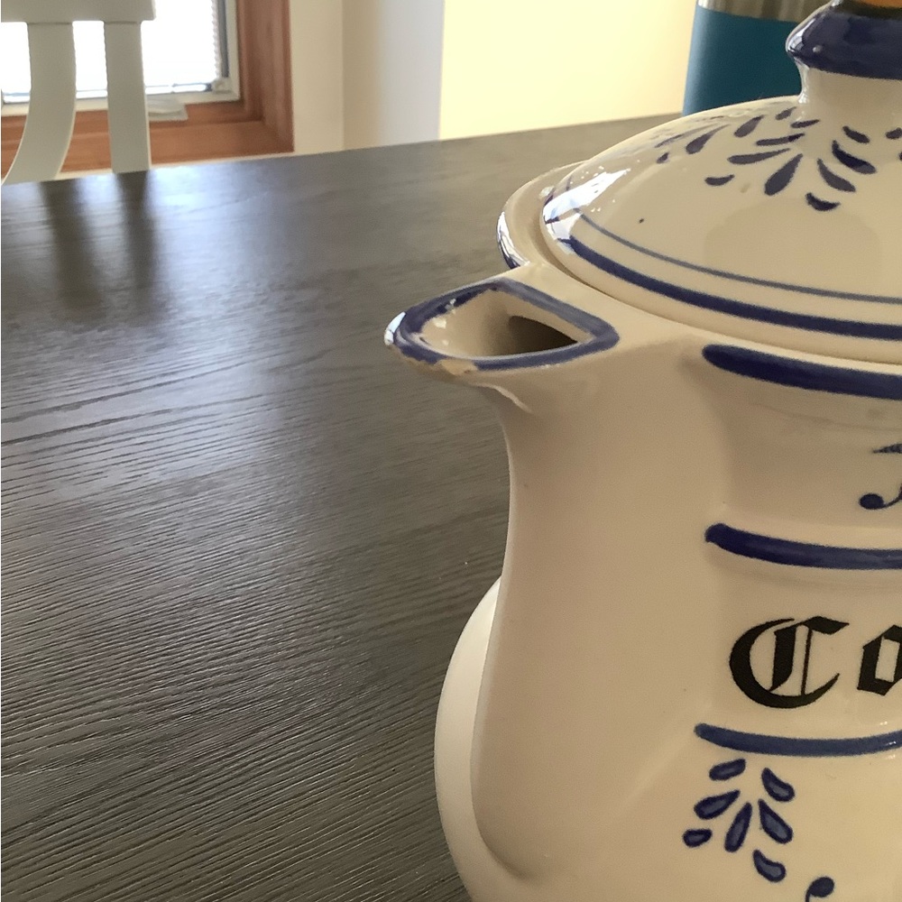 Vintage Style Coffee Pot with Blue and Yellow Floral Design - Picture 4 of 6